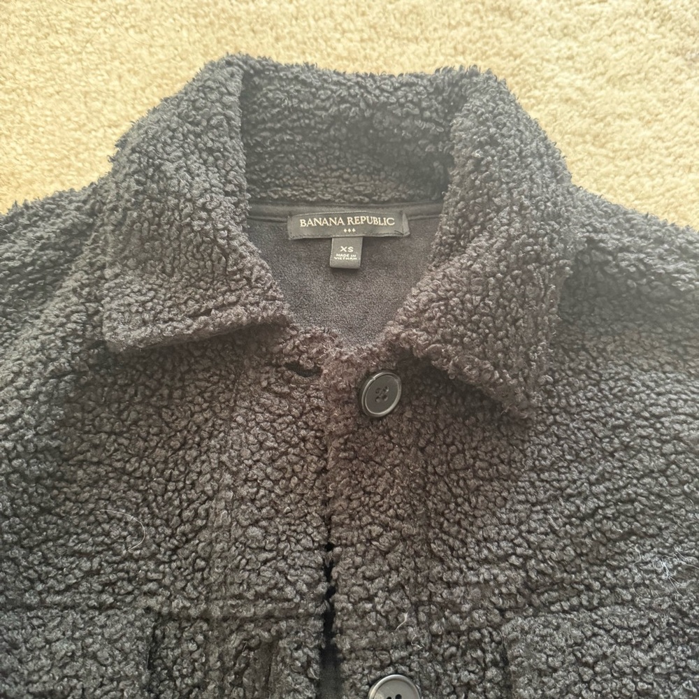 Black Sherpa Button-Up Jacket - image 2